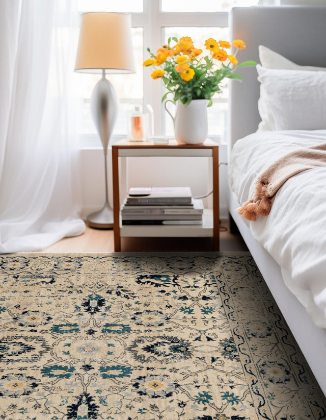 Beige 5' 3 x 5' 3 Oslo Square Area Rug 100% Polypropylene Traditional Classic Vintage Distressed Carpet for Indoor Home Decor for Sale at Rug Engine
