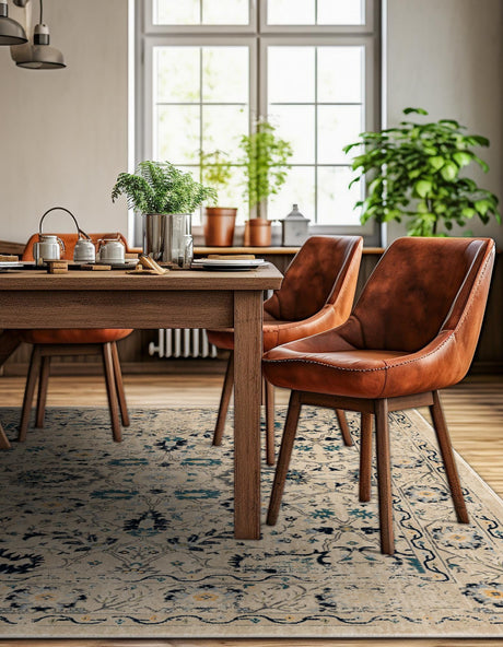 Beige 6' 1 x 6' 1 Oslo Square Area Rug 100% Polypropylene Traditional Classic Vintage Distressed Carpet for Indoor Home Decor for Sale at Rug Engine