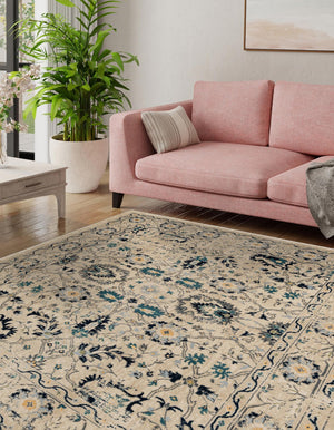 Beige 5' 3 x 5' 3 Oslo Square Area Rug 100% Polypropylene Traditional Classic Vintage Distressed Carpet for Indoor Home Decor for Sale at Rug Engine