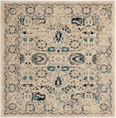 Beige 6' 1 x 6' 1 Oslo Square Area Rug 100% Polypropylene Traditional Classic Vintage Distressed Carpet for Indoor Home Decor for Sale at Rug Engine
