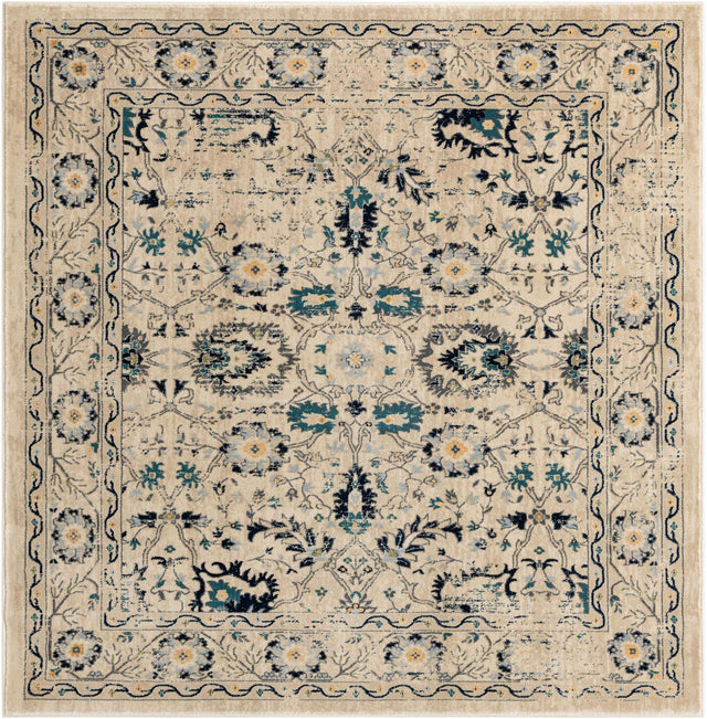 Beige 6' 1 x 6' 1 Oslo Square Area Rug 100% Polypropylene Traditional Classic Vintage Distressed Carpet for Indoor Home Decor for Sale at Rug Engine