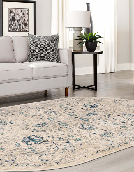 Beige 6' 1 x 9' Oslo Oval Area Rug 100% Polypropylene Traditional Classic Vintage Distressed Carpet for Indoor Home Decor for Sale at Rug Engine