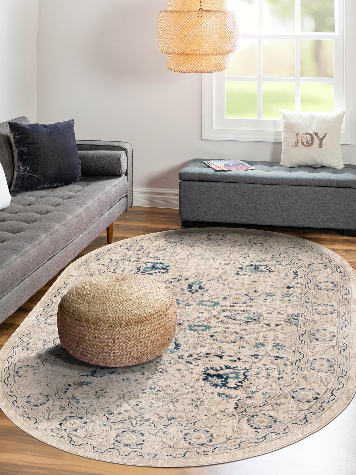 Beige 6' 1 x 9' Oslo Oval Area Rug 100% Polypropylene Traditional Classic Vintage Distressed Carpet for Indoor Home Decor for Sale at Rug Engine
