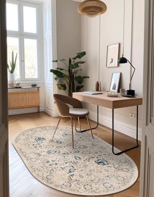 Beige 6' 1 x 9' Oslo Oval Area Rug 100% Polypropylene Traditional Classic Vintage Distressed Carpet for Indoor Home Decor for Sale at Rug Engine