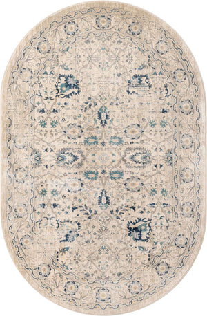 Beige 6' 1 x 9' Oslo Oval Area Rug 100% Polypropylene Traditional Classic Vintage Distressed Carpet for Indoor Home Decor for Sale at Rug Engine