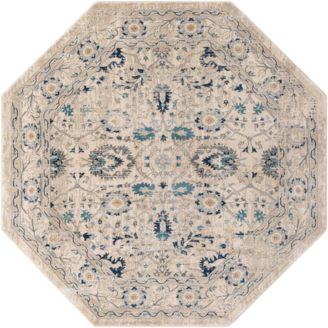 Beige 7' 10 x 7' 10 Oslo Octagon Area Rug 100% Polypropylene Traditional Classic Vintage Distressed Carpet for Indoor Home Decor for Sale at Rug Engine