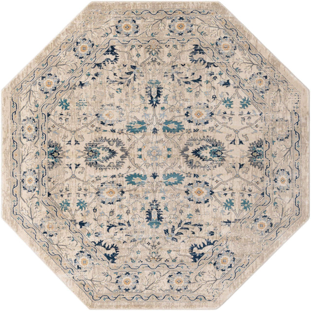 Beige 7' 10 x 7' 10 Oslo Octagon Area Rug 100% Polypropylene Traditional Classic Vintage Distressed Carpet for Indoor Home Decor for Sale at Rug Engine
