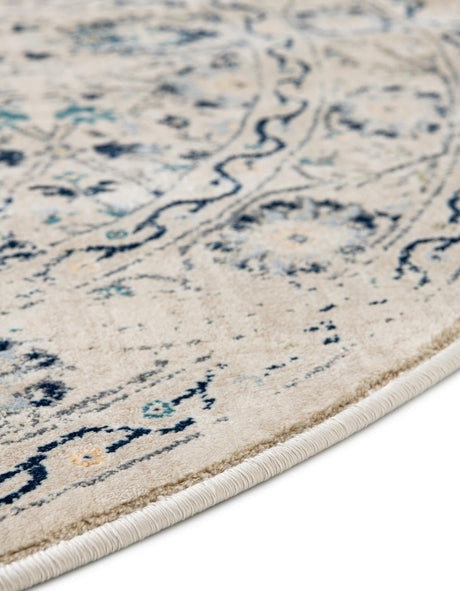 Beige 5' 3 x 5' 3 Oslo Round Area Rug 100% Polypropylene Traditional Classic Vintage Distressed Carpet for Indoor Home Decor for Sale at Rug Engine