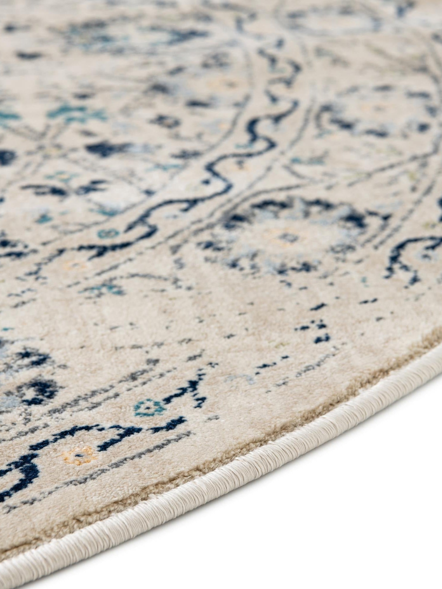 Beige 3' 3 x 3' 3 Oslo Round Area Rug 100% Polypropylene Traditional Classic Vintage Distressed Carpet for Indoor Home Decor for Sale at Rug Engine