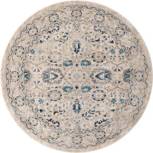 Beige 7' 10 x 7' 10 Oslo Round Area Rug 100% Polypropylene Traditional Classic Vintage Distressed Carpet for Indoor Home Decor for Sale at Rug Engine