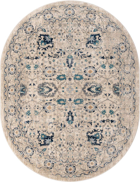 Beige 7' 10 x 10' Oslo Oval Area Rug 100% Polypropylene Traditional Classic Vintage Distressed Carpet for Indoor Home Decor for Sale at Rug Engine