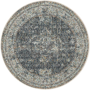 Fume Gray 3' x 3' Baracoa Round Area Rug 100% Polypropylene Distressed Vintage Living Dining Room Office Traditional Carpet for Sale at Rug Engine
