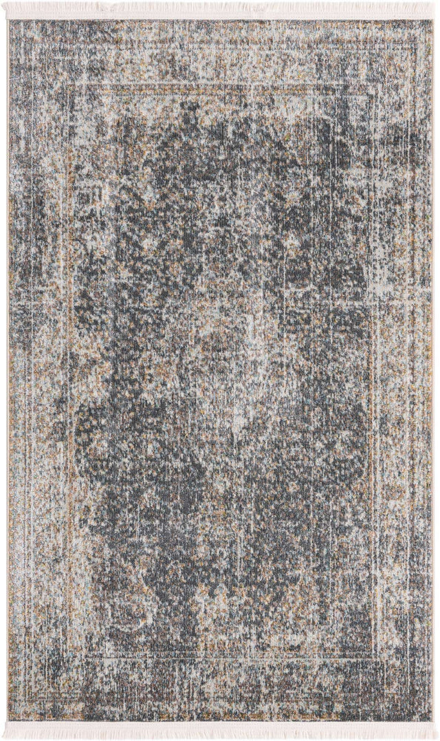 Fume Gray 3' x 5' Baracoa Rectangle Area Rug 100% Polypropylene Distressed Vintage Living Dining Room Office Traditional Carpet for Sale at Rug Engine