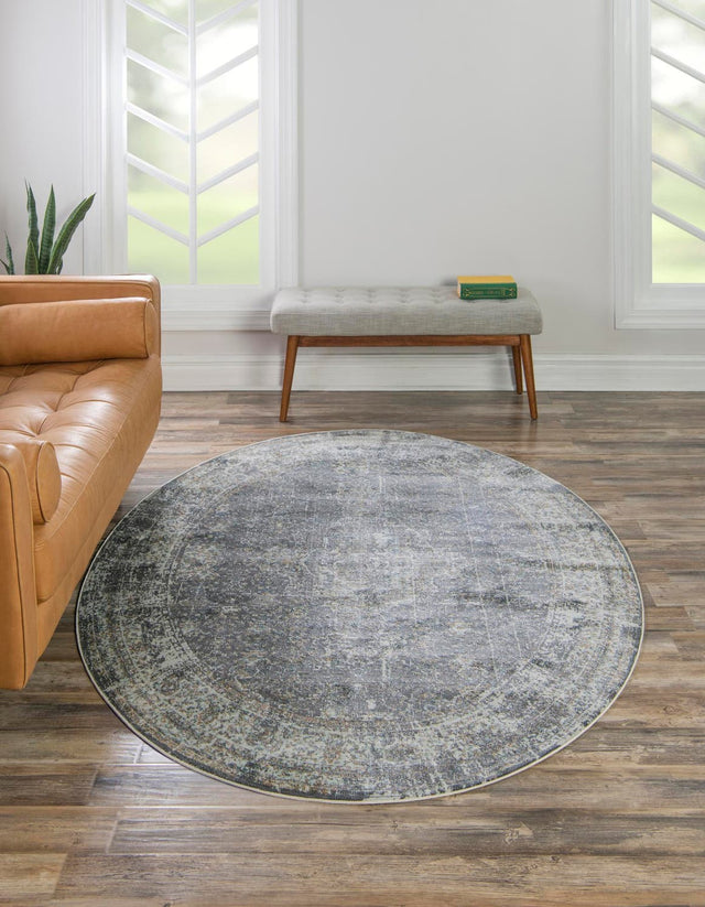 Fume Gray 4' 3 x 6' 1 Baracoa Oval Area Rug 100% Polypropylene Distressed Vintage Living Dining Room Office Traditional Carpet for Sale at Rug Engine