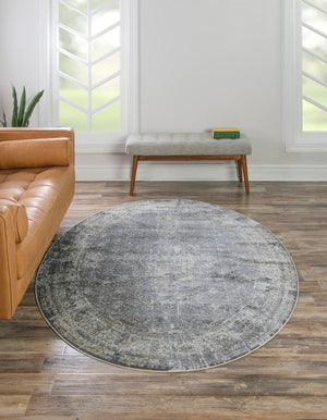 Fume Gray 5' x 8' Baracoa Oval Area Rug 100% Polypropylene Distressed Vintage Living Dining Room Office Traditional Carpet for Sale at Rug Engine