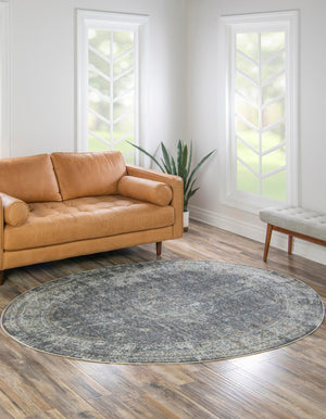 Fume Gray 4' 3 x 6' 1 Baracoa Oval Area Rug 100% Polypropylene Distressed Vintage Living Dining Room Office Traditional Carpet for Sale at Rug Engine