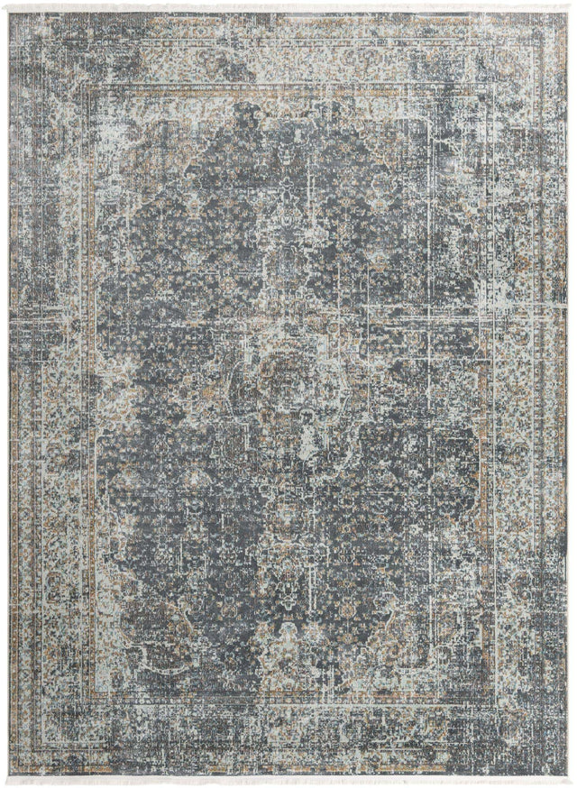 Fume Gray 9' x 12' Baracoa Rectangle Area Rug 100% Polypropylene Distressed Vintage Living Dining Room Office Traditional Carpet for Sale at Rug Engine