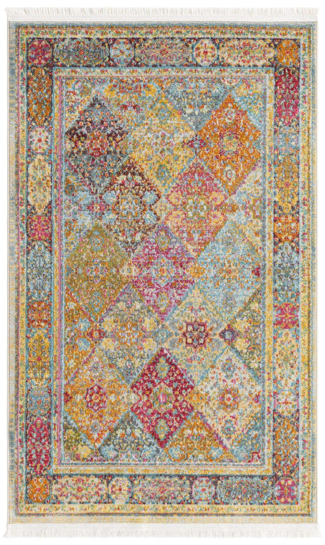 Multicolor 3' x 5' Baracoa Rectangle Area Rug 100% Polypropylene Distressed Vintage Living Dining Room Office Traditional Carpet for Sale at Rug Engine