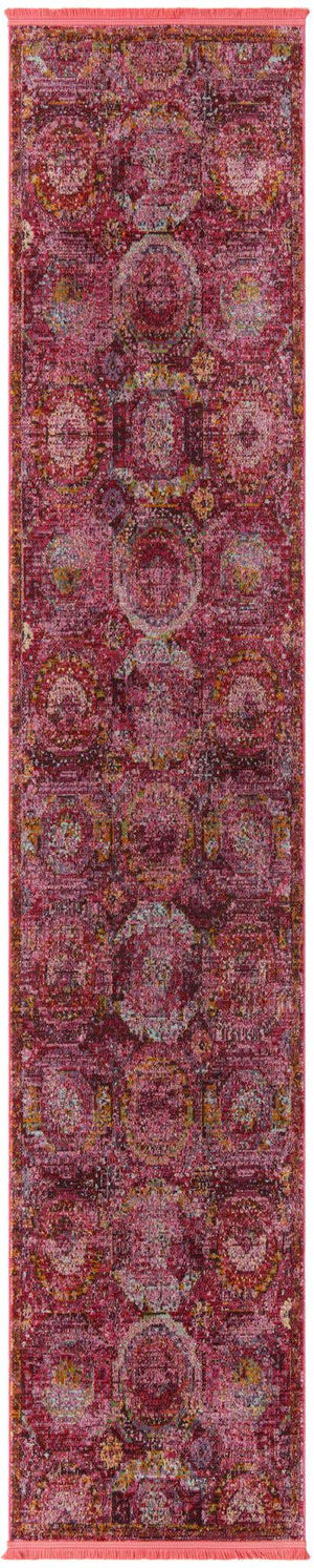 Pink 2' 7 x 13' Baracoa Runner Area Rug 100% Polypropylene Distressed Vintage Living Dining Room Office Traditional Carpet for Sale at Rug Engine