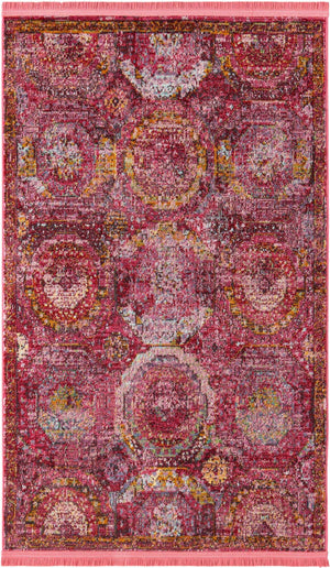 Pink 3' 3 x 5' 3 Baracoa Rectangle Area Rug 100% Polypropylene Distressed Vintage Living Dining Room Office Traditional Carpet for Sale at Rug Engine