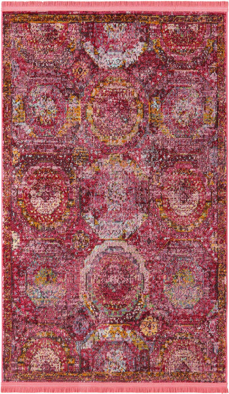 Pink 3' 3 x 5' 3 Baracoa Rectangle Area Rug 100% Polypropylene Distressed Vintage Living Dining Room Office Traditional Carpet for Sale at Rug Engine