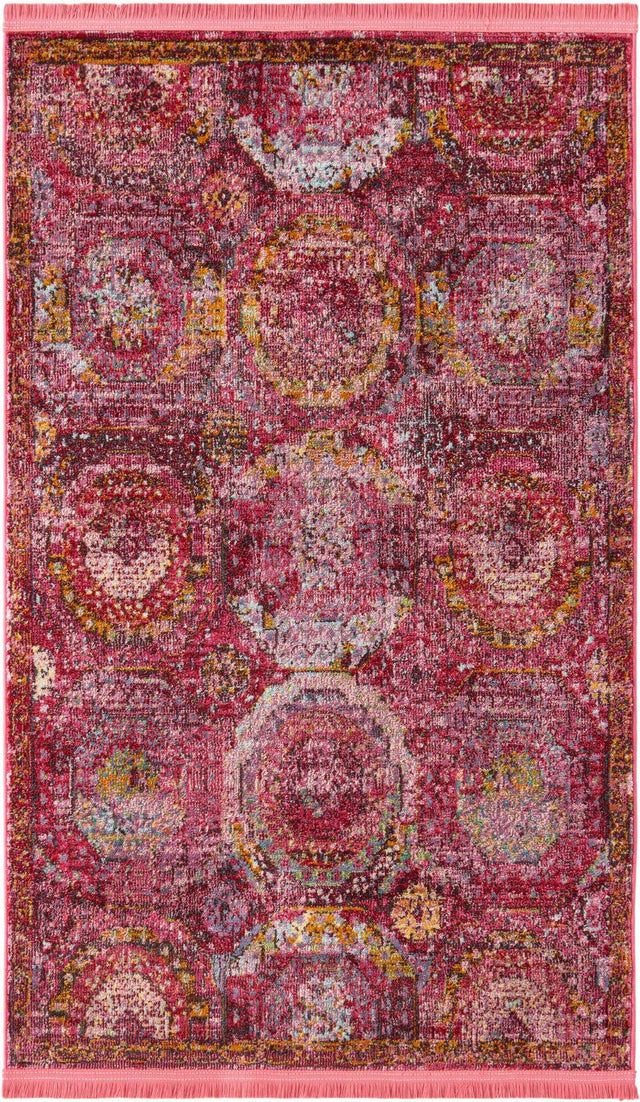 Pink 3' 3 x 5' 3 Baracoa Rectangle Area Rug 100% Polypropylene Distressed Vintage Living Dining Room Office Traditional Carpet for Sale at Rug Engine