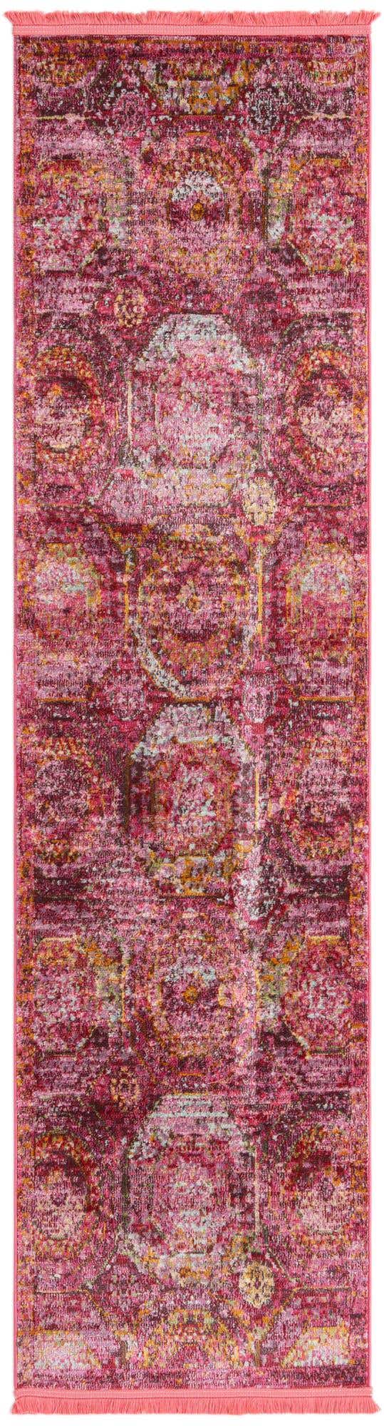 Pink 2' x 8' Baracoa Runner Area Rug 100% Polypropylene Distressed Vintage Living Dining Room Office Traditional Carpet for Sale at Rug Engine