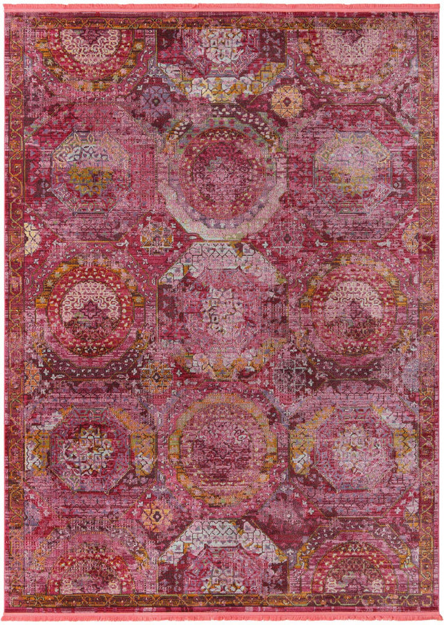 Pink 8' x 11' Baracoa Rectangle Area Rug 100% Polypropylene Distressed Vintage Living Dining Room Office Traditional Carpet for Sale at Rug Engine
