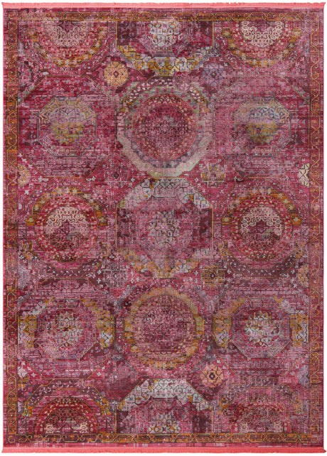 Pink 9' x 12' Baracoa Rectangle Area Rug 100% Polypropylene Distressed Vintage Living Dining Room Office Traditional Carpet for Sale at Rug Engine
