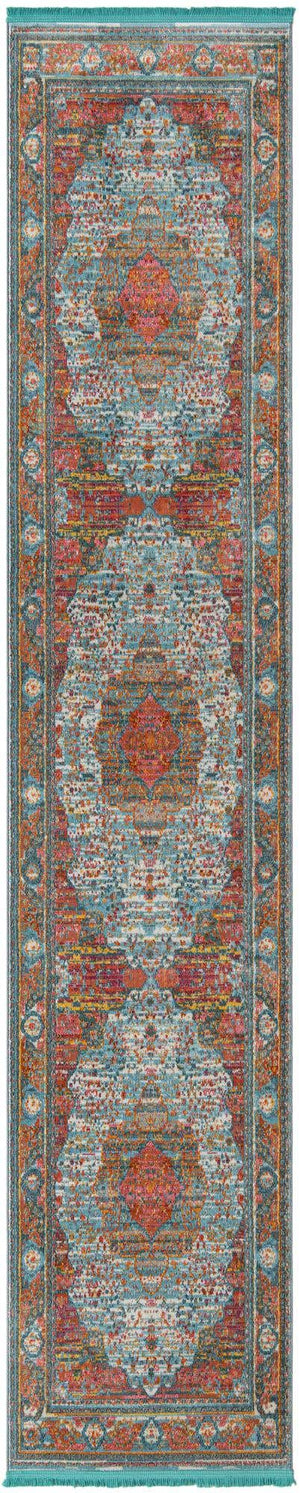 Light Blue 2' 7 x 13' Baracoa Runner Area Rug 100% Polypropylene Distressed Vintage Living Dining Room Office Traditional Carpet for Sale at Rug Engine