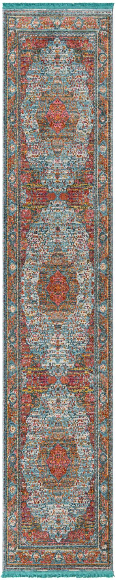 Light Blue 2' 7 x 13' Baracoa Runner Area Rug 100% Polypropylene Distressed Vintage Living Dining Room Office Traditional Carpet for Sale at Rug Engine