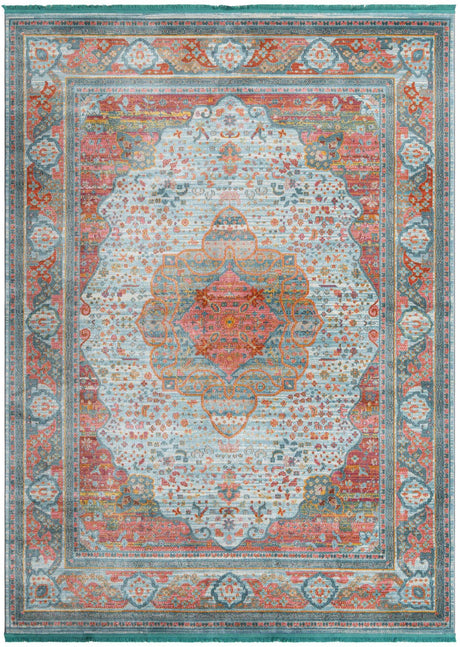 Light Blue 8' x 11' Baracoa Rectangle Area Rug 100% Polypropylene Distressed Vintage Living Dining Room Office Traditional Carpet for Sale at Rug Engine
