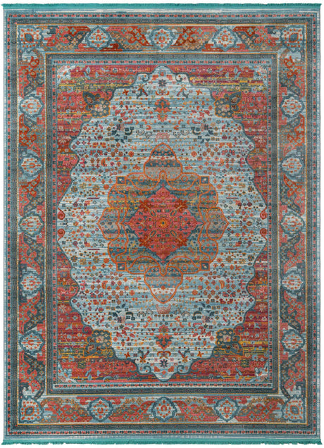 Light Blue 9' x 12' Baracoa Rectangle Area Rug 100% Polypropylene Distressed Vintage Living Dining Room Office Traditional Carpet for Sale at Rug Engine
