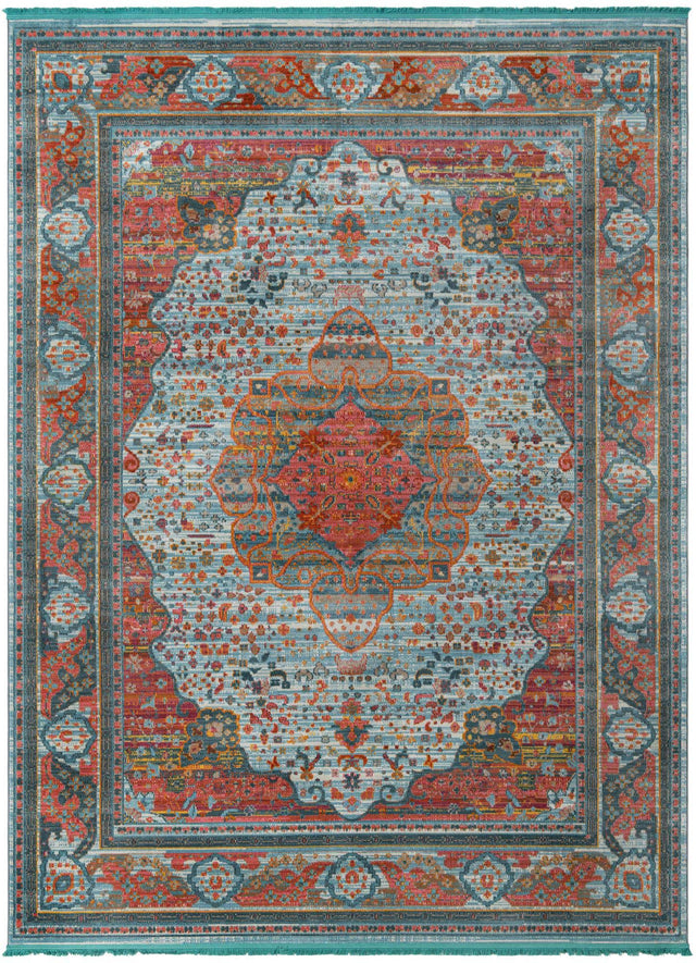 Light Blue 9' x 12' Baracoa Rectangle Area Rug 100% Polypropylene Distressed Vintage Living Dining Room Office Traditional Carpet for Sale at Rug Engine