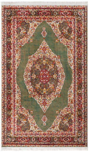 Green 3' x 5' Baracoa Rectangle Area Rug 100% Polypropylene Distressed Vintage Living Dining Room Office Traditional Carpet for Sale at Rug Engine