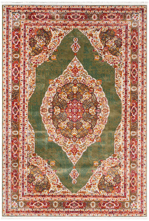 Green 7' x 10' Baracoa Rectangle Area Rug 100% Polypropylene Distressed Vintage Living Dining Room Office Traditional Carpet for Sale at Rug Engine