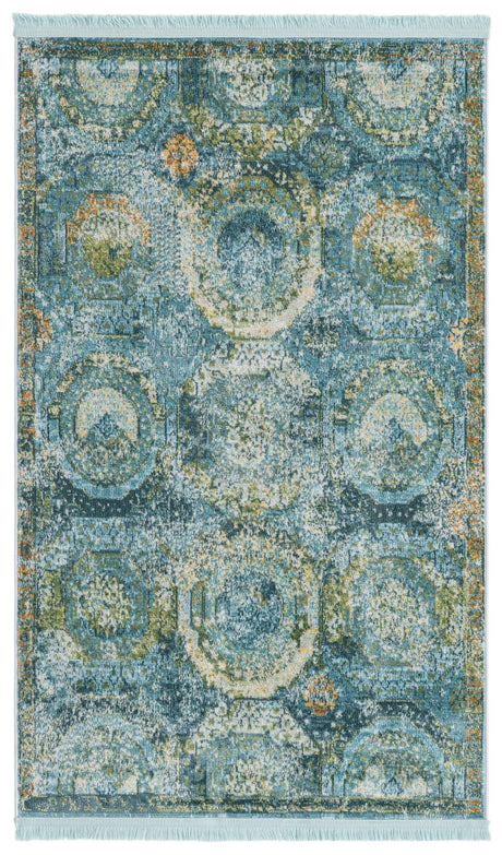 Light Blue 3' x 5' Baracoa Rectangle Area Rug 100% Polypropylene Distressed Vintage Living Dining Room Office Traditional Carpet for Sale at Rug Engine