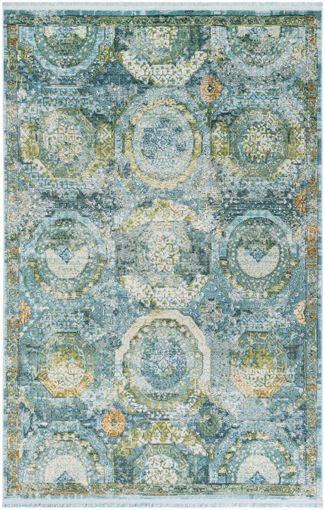 Light Blue 6' x 9' Baracoa Rectangle Area Rug 100% Polypropylene Distressed Vintage Living Dining Room Office Traditional Carpet for Sale at Rug Engine