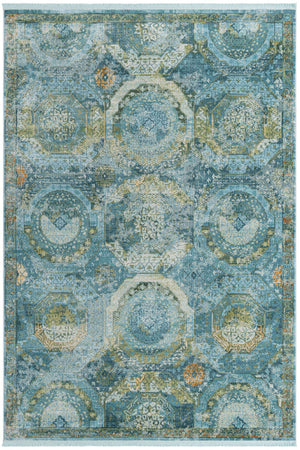 Light Blue 7' x 10' Baracoa Rectangle Area Rug 100% Polypropylene Distressed Vintage Living Dining Room Office Traditional Carpet for Sale at Rug Engine