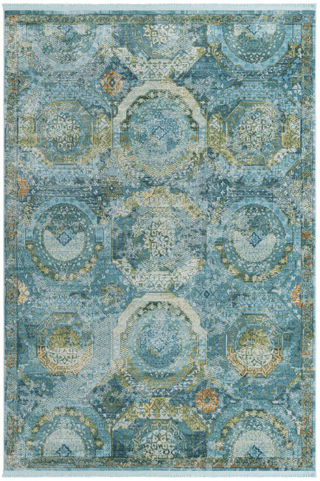Light Blue 7' x 10' Baracoa Rectangle Area Rug 100% Polypropylene Distressed Vintage Living Dining Room Office Traditional Carpet for Sale at Rug Engine