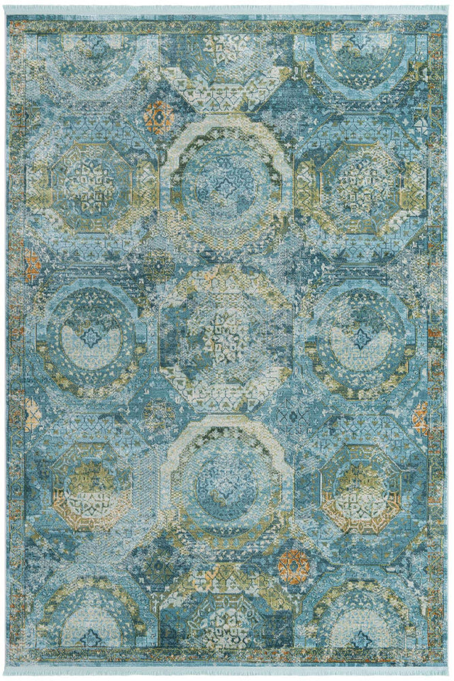 Light Blue 7' x 10' Baracoa Rectangle Area Rug 100% Polypropylene Distressed Vintage Living Dining Room Office Traditional Carpet for Sale at Rug Engine