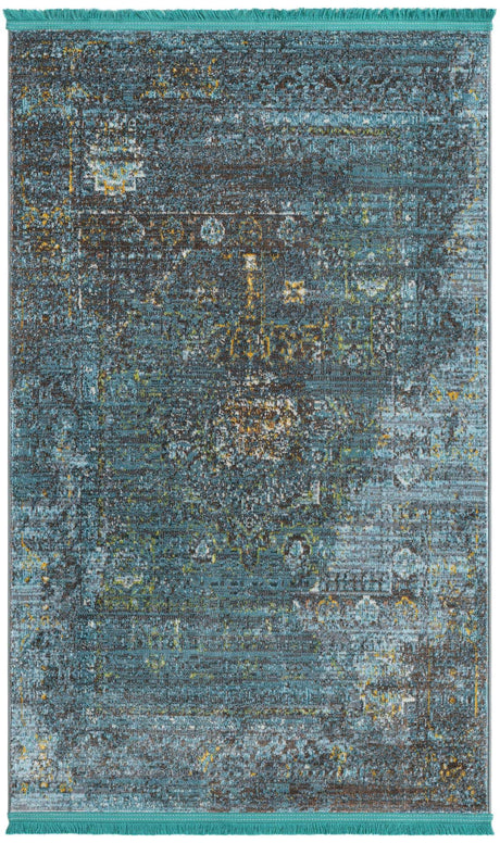 Turquoise 3' 3 x 5' 3 Baracoa Rectangle Area Rug 100% Polypropylene Distressed Vintage Living Dining Room Office Traditional Carpet for Sale at Rug Engine