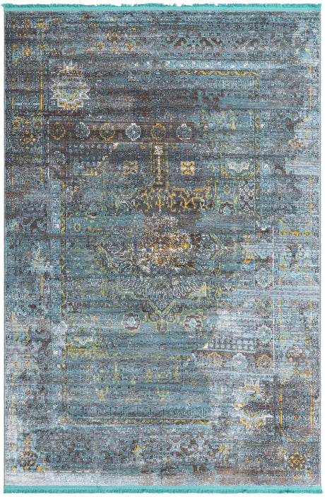 Turquoise 6' x 9' Baracoa Rectangle Area Rug 100% Polypropylene Distressed Vintage Living Dining Room Office Traditional Carpet for Sale at Rug Engine