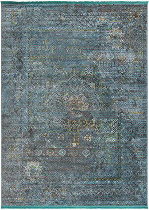 Turquoise 8' x 11' Baracoa Rectangle Area Rug 100% Polypropylene Distressed Vintage Living Dining Room Office Traditional Carpet for Sale at Rug Engine