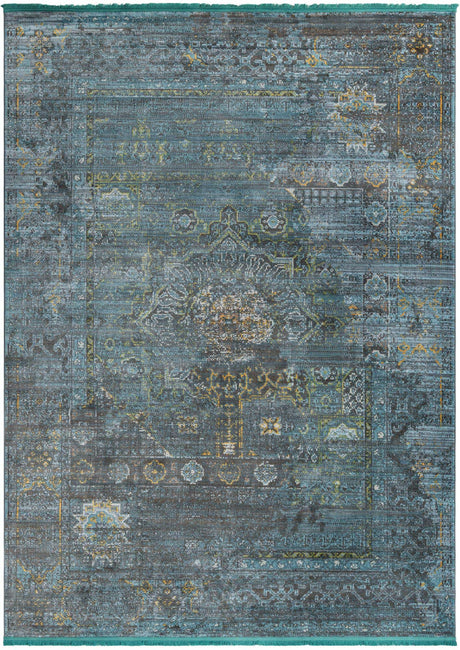 Turquoise 8' x 11' Baracoa Rectangle Area Rug 100% Polypropylene Distressed Vintage Living Dining Room Office Traditional Carpet for Sale at Rug Engine