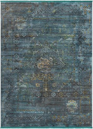 Turquoise 9' x 12' Baracoa Rectangle Area Rug 100% Polypropylene Distressed Vintage Living Dining Room Office Traditional Carpet for Sale at Rug Engine
