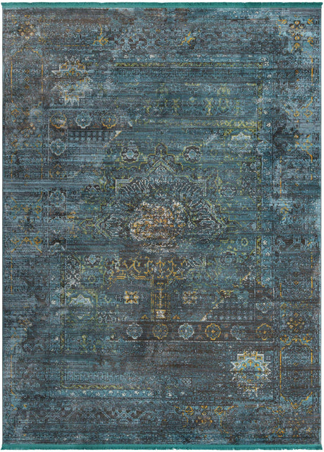 Turquoise 9' x 12' Baracoa Rectangle Area Rug 100% Polypropylene Distressed Vintage Living Dining Room Office Traditional Carpet for Sale at Rug Engine