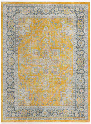 Yellow 9' x 12' Baracoa Rectangle Area Rug 100% Polypropylene Distressed Vintage Living Dining Room Office Traditional Carpet for Sale at Rug Engine