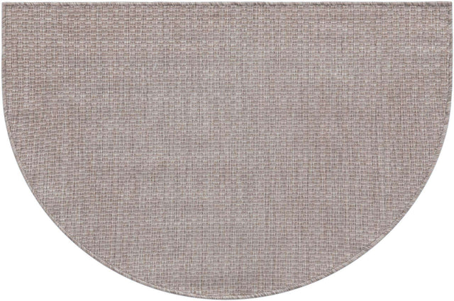 Beige 3' 1 x 6' 1 Outdoor Solid Hearth Half-Round Semicircle Area Rug Weather Resistant for Patio, Deck, Terrace, Balcony, Porch 100% Polypropylene Minimalist Waterproof Carpet for Sale at Rug Engine