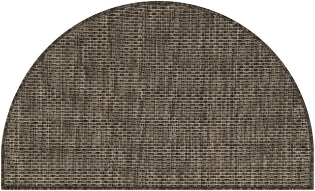 Black 2' 2 x 3' 7 Outdoor Solid Hearth Half-Round Semicircle Area Rug Weather Resistant for Patio, Deck, Terrace, Balcony, Porch 100% Polypropylene Minimalist Waterproof Carpet for Sale at Rug Engine